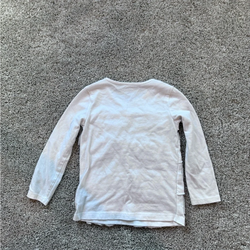 Girls Ruffle Long-Sleeve Shirt tee white casual shirt blouse – Size 3T